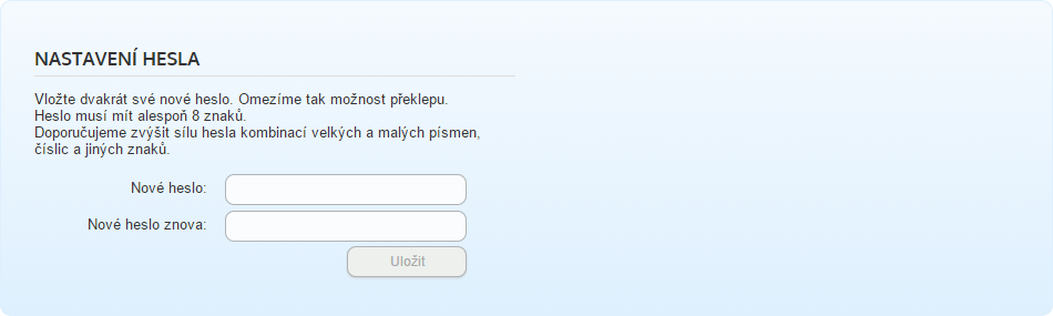 Vytvoření hesla mojeID
